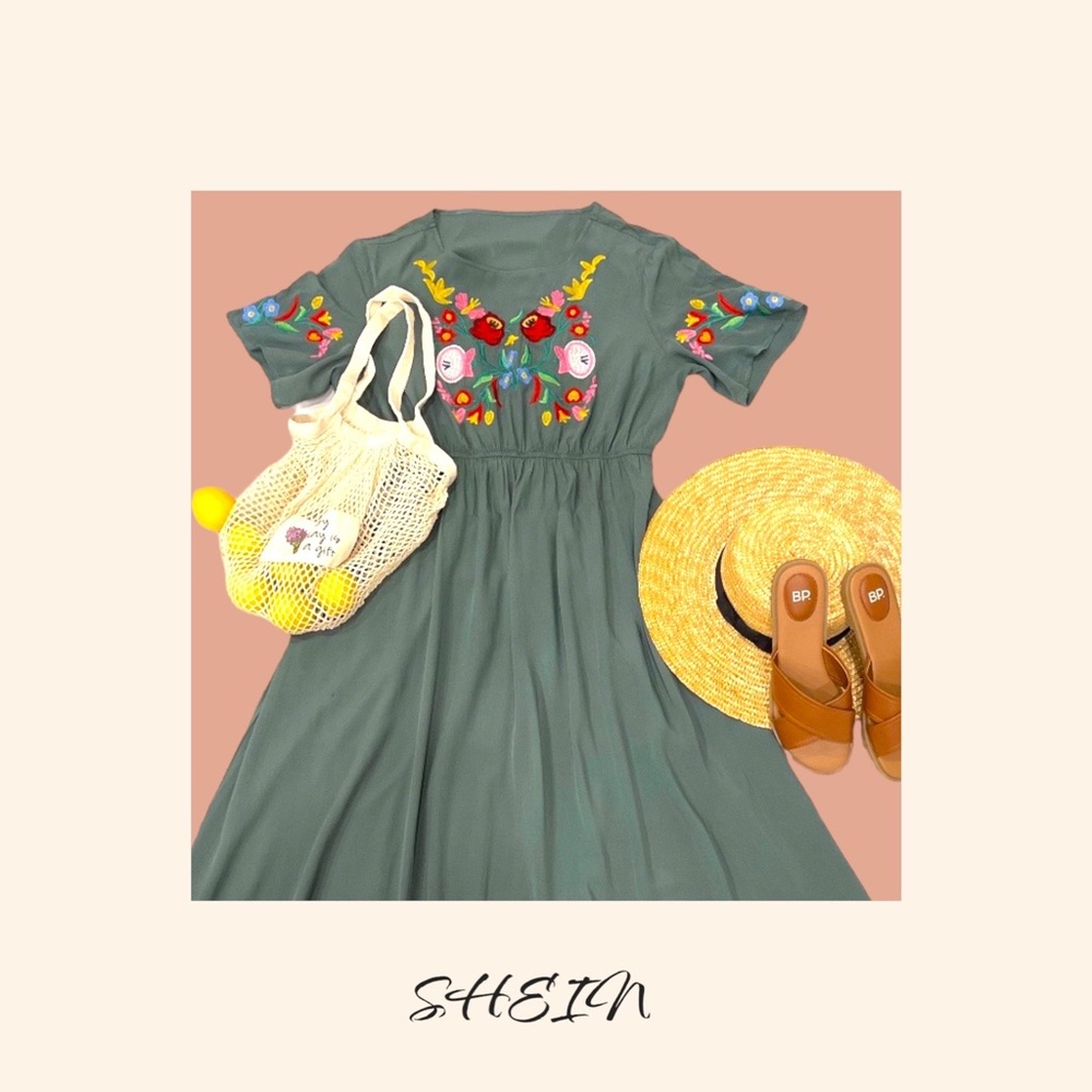 Shein Floral Embroidered Maxi Dress